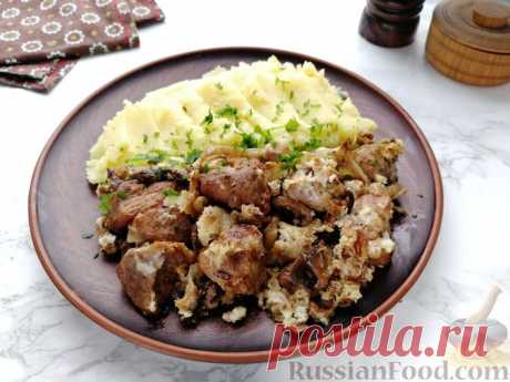 Рецепт: Рагу из свинины с грибами, грецкими орехами и изюмом (в духовке) на RussianFood.com