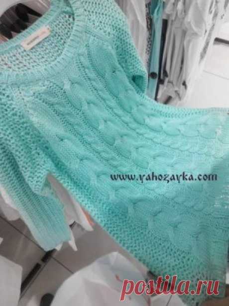Платье-туника с косами. Схема https://yahozayka.com/vyazanie-spitsami/plat-ya-tuniki/plat-e-tunika-s-kosami/