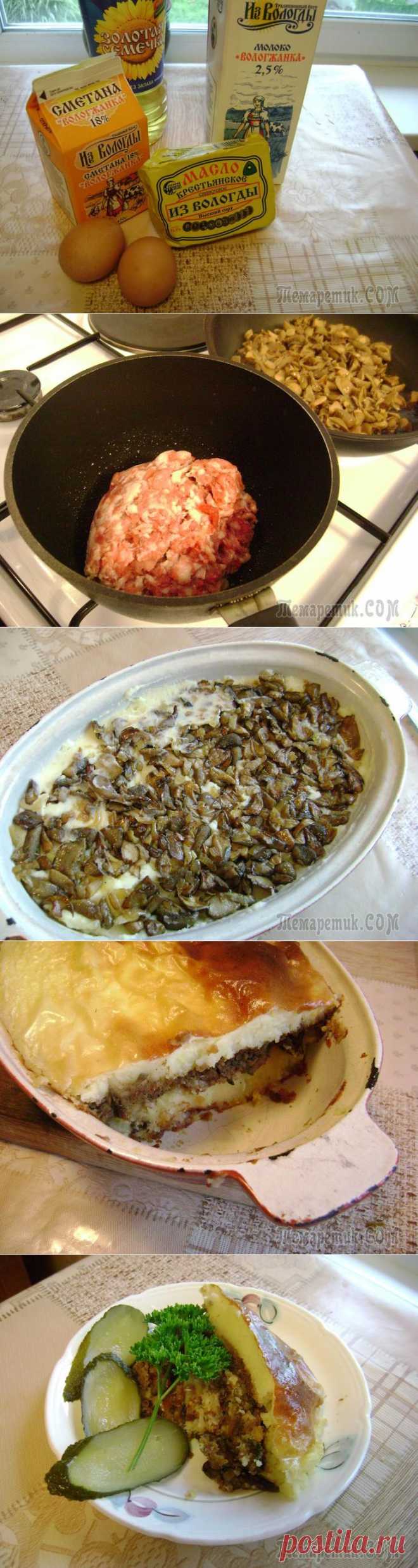 Картовница с мясным фаршем и грибами