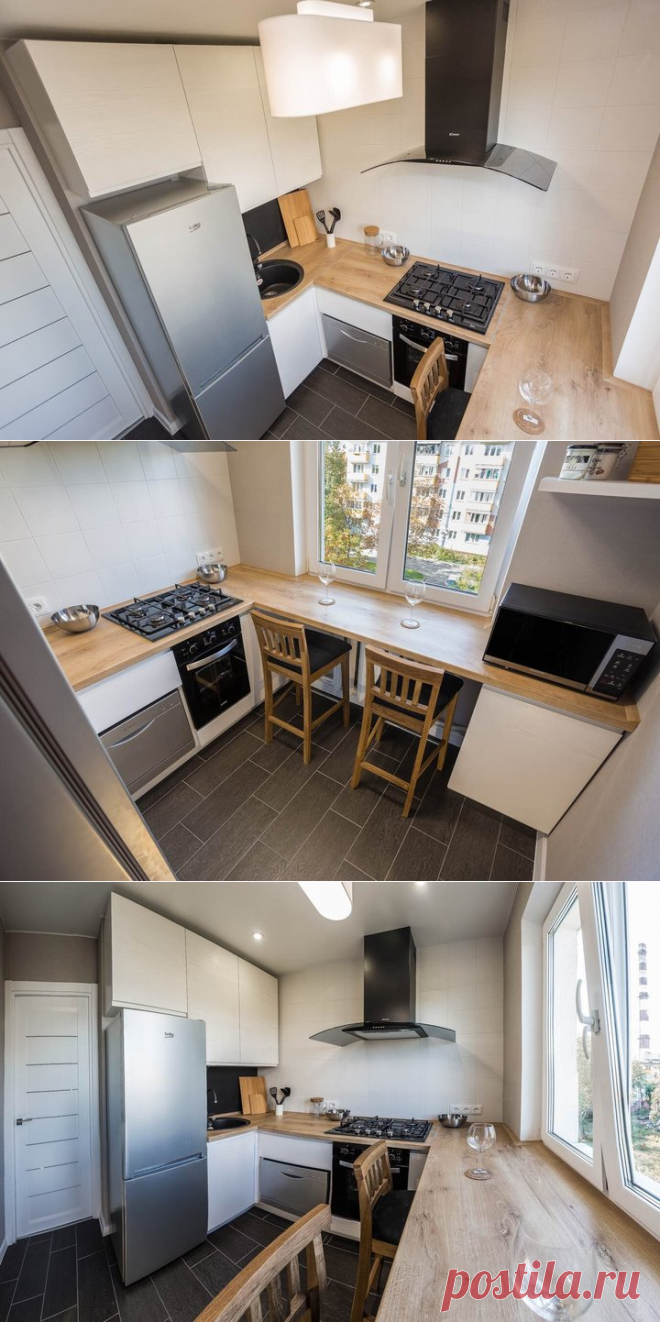 Белая кухня на 6 квадратах