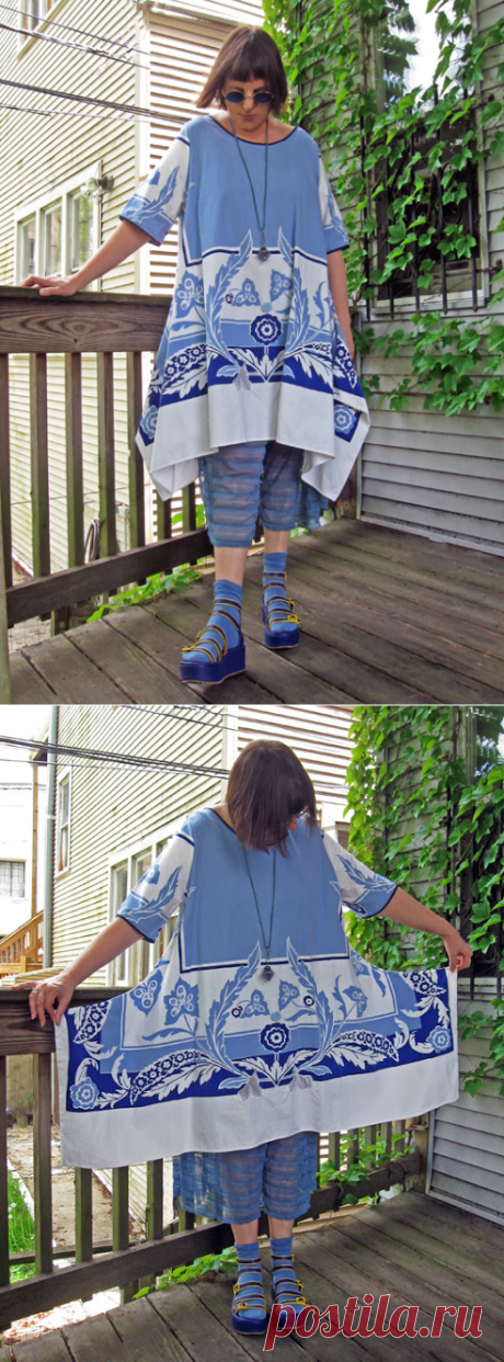 Project Minima: A Cool Blue Tablecloth Dress