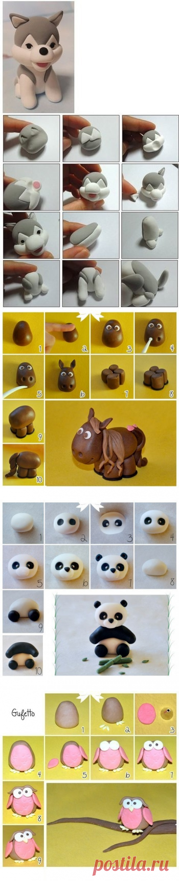 Как слепить волка, панду, лошадку, сову - Поделки с детьми | Деткиподелки