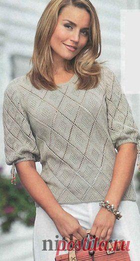 Кофточка спицами с коротким рукавом