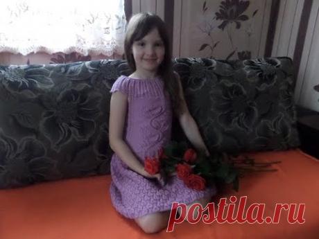 Платье с круглой кокеткой Часть 4 Вязание спицами