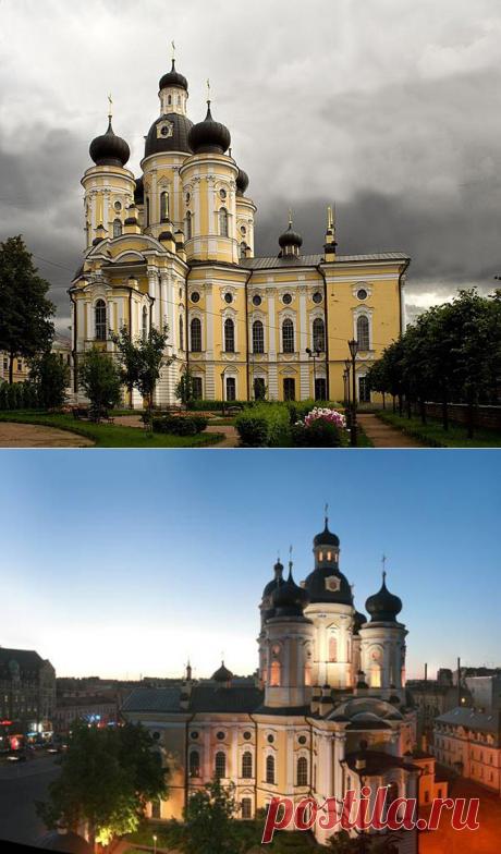 Владимирский собор в Санкт-Петербурге посвящён Владимирской иконе Божией Матери, одной из самых почитаемых на Руси икон.  Этот пятиглавый храм представляет собой памятник архитектуры переходного стиля от барокко к классицизму, включает две церкви – верхнюю и нижнюю. | Красивейшие храмы России
