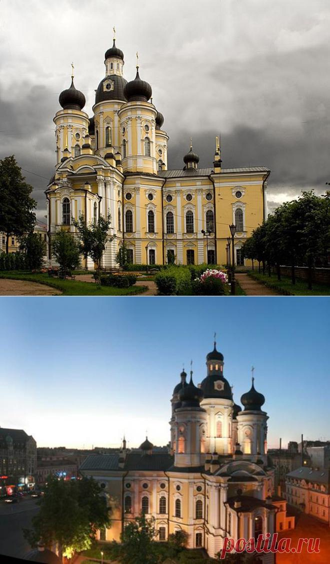 Владимирский собор в Санкт-Петербурге посвящён Владимирской иконе Божией Матери, одной из самых почитаемых на Руси икон.  Этот пятиглавый храм представляет собой памятник архитектуры переходного стиля от барокко к классицизму, включает две церкви – верхнюю и нижнюю. | Красивейшие храмы России