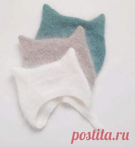 Шапочка Kitty Cap — как связать шапку с ушками Китти на спицах