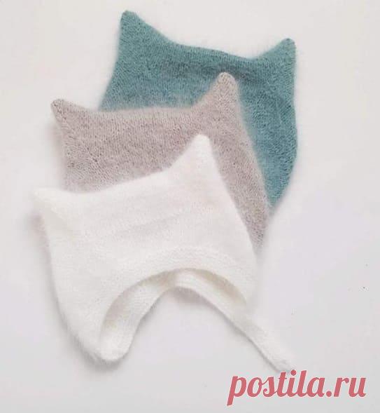 Шапочка Kitty Cap — как связать шапку с ушками Китти на спицах