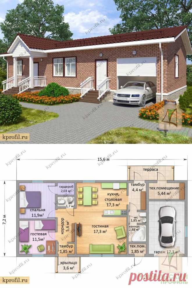 Одноэтажный каркасный дом Нурмес. Финский дом - 114 м2