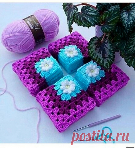 Мотив в копилку.Схема вязания.