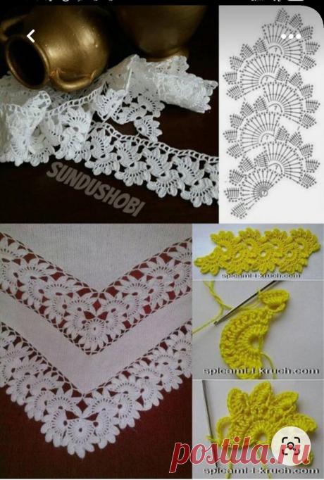 Вяжем красивую кайму крючком: подборка схем для вдохновения | Вяжу ручками-крючками| Виктория Битарова | Дзен