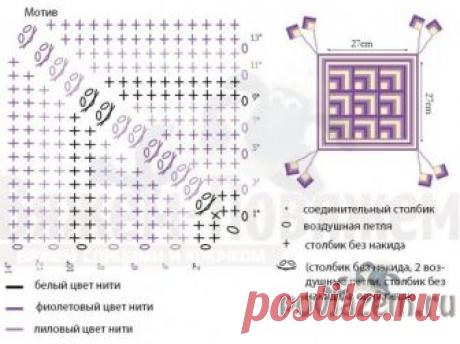 Сидушка крючком из квадратов