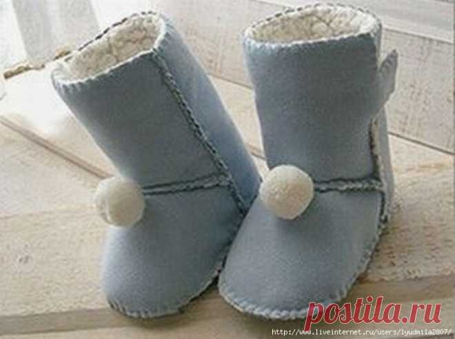 Малышовые сапожки из овчины