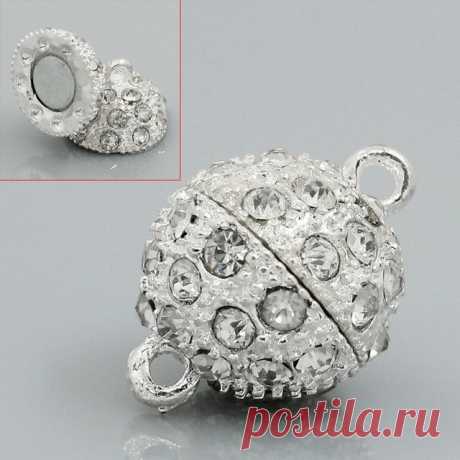 5 Компл. Посеребренная Ясно Rhinestone Магнитные Застежками 20x14 мм (6/8 &quot;x4/8&quot;) купить на AliExpress