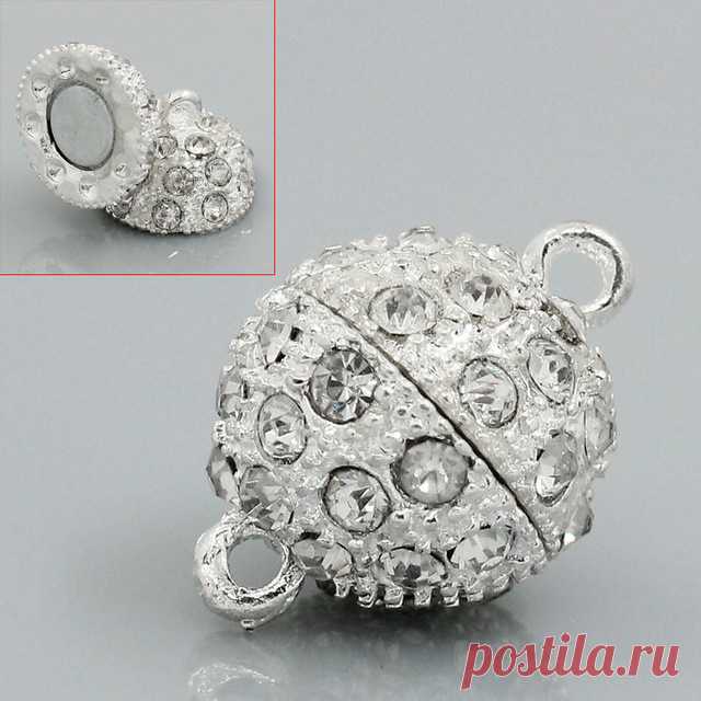 5 Компл. Посеребренная Ясно Rhinestone Магнитные Застежками 20x14 мм (6/8 "x4/8") купить на AliExpress