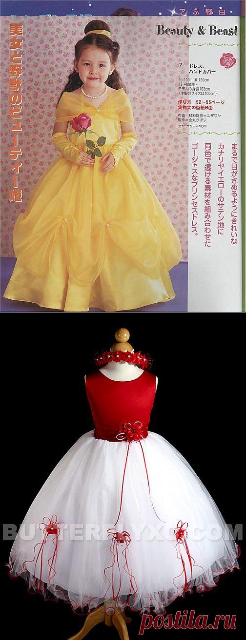 Нарядное платье для девочки с выкройкой и инструкцией по шитью в картинках.