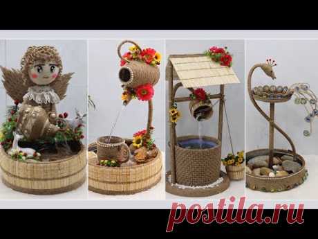 5 Amazing Waterfall Fountain from Waste Material | Jute Craft Ideas