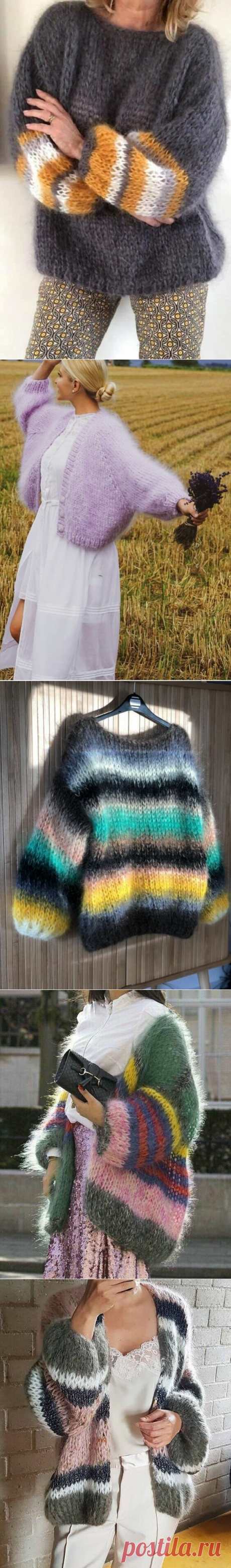 Подборка стильных кардиганов и свитеров, связанных из мохера | Только handmade | Яндекс Дзен