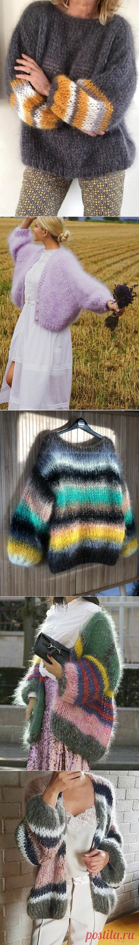 Подборка стильных кардиганов и свитеров, связанных из мохера | Только handmade | Яндекс Дзен