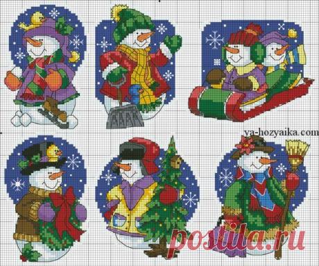 Вышивка крестом снеговики схемы. Подборка схем для вышивки крестом снеговиков