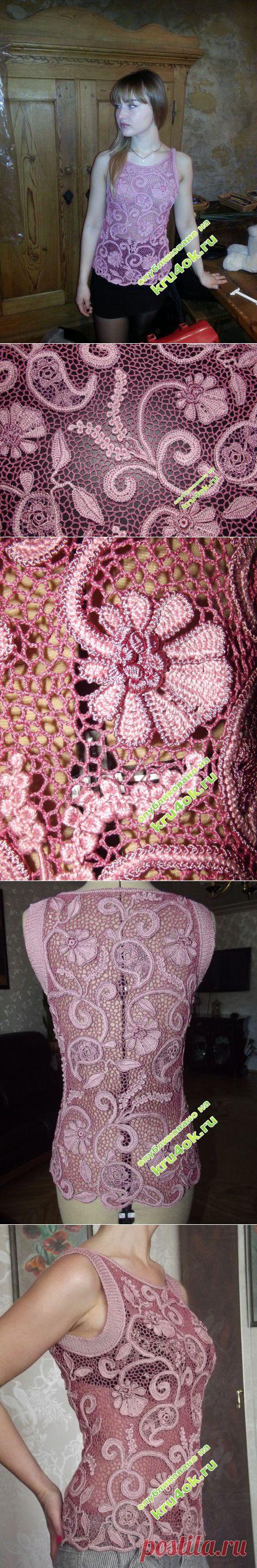 Топик, связанный в стиле ирландского кружева - вязание крючком на kru4ok.ru