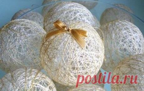 Новогодние шары из ниток своими руками