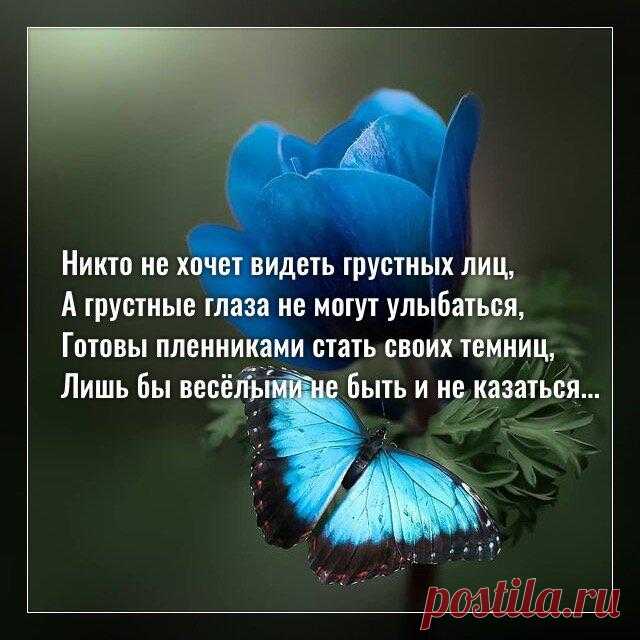 Никто не хочет видеть грустных лиц, а грустные глаза не могут улыбаться…
Фото с просторов интернета Фото с просторов интернета Никто не хочет видеть грустных лиц, А грустные глаза не могут улыбаться, Готовы пленниками стать своих темниц, Лишь бы весёлыми не быть и не казаться. Печаль на сердце словно камень тянет вниз, Но отпустить её на вряд ли согласятся. Им бы подняться на высокий самый мыс, Но […]
Читай дальше на сайте. Жми подробнее ➡