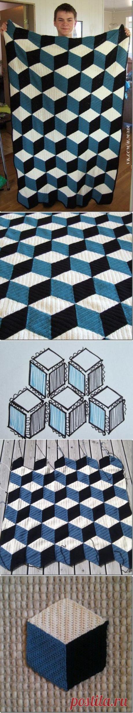 Вязаная геометрия: плед из ромбов