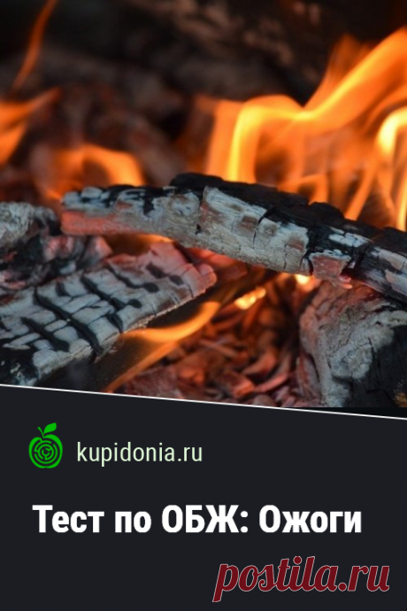 Тест по ОБЖ: Ожоги. Тест по ОБЖ по теме «Ожоги». Школьная программа. Проверьте ваши знания!