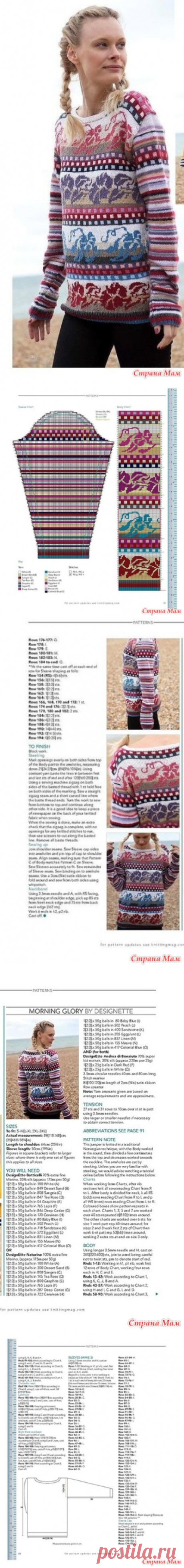 Свитер, журнал Knitting №1, 2018 - Жаккард - Страна Мам