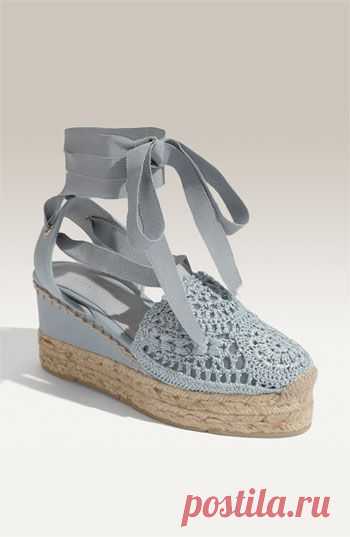 (17) Ralph Lauren Collection 'Umika' Ribbon Strap Crochet Espadrille | Nordstrom | crochet shoes