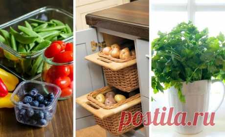 12 хитростей, которые помогут сохранить продукты свежими надолго. Я не знала и половину Каждый раз когда я выбрасывала испортившиеся продукты в помойное ведро, вздыхала: сколько денег потрачено впустую! Ну почему помидоры и огурцы даже недели не продержались! А несколько месяцев назад разбирала старые подшивки советских журналов и наткнулась на полезные советы по хранению разных продуктов. И с тех пор, как я взяла их на вооружение, ни одной вялой морковки не выкинула! С радостью