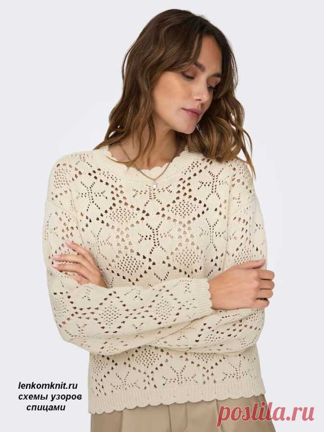 Ажурный свитер с узорчатой вязкой – Мир вязания и рукоделия Этот свитер — настоящее воплощение утончённости и лёгкости. Его изящный ажурный узор создаёт воздушную текстуру, которая придаёт образу нежность и уникальность. Особое внимание заслуживает волнистый…
