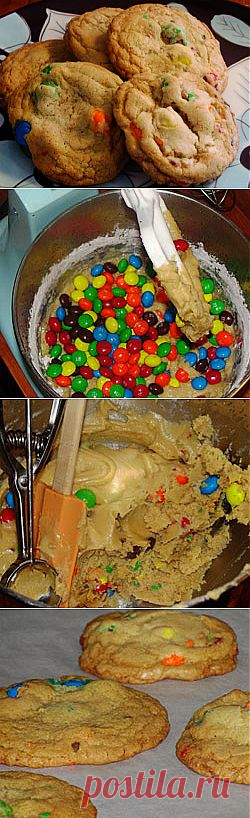 Домашнее печенье (с M&M's), домашнее печенье, домашнее печенье рецепты, печенье рецепты с фото, печенье фото, печенье орешки