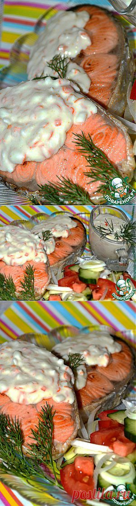 Форель с крабовым соусом и чесноком - кулинарный рецепт