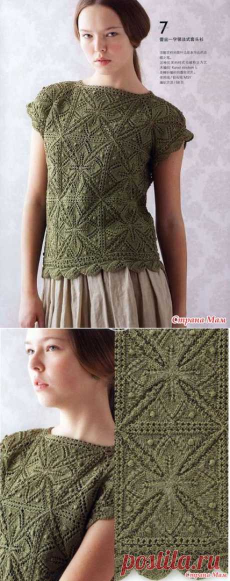 Необычный топ связанный и квадратных мотивов спицами. - ВЯЗАНАЯ МОДА+ ДЛЯ НЕМОДЕЛЬНЫХ ДАМ - Страна Мам