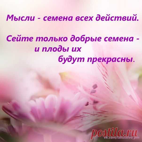Мысли - семена всех действий. Сейте только добрые времена - и плоды их будут прекрасны.