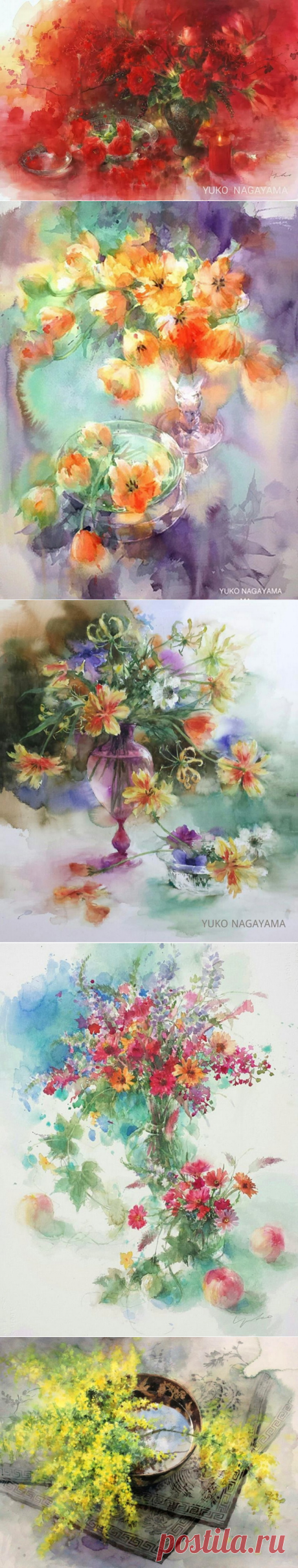 Сколько нежности в акварелях Yuko Nagayama!