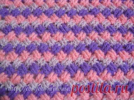 Рельефные перекрещенные столбики крючком в узорах для пледов, сумок, подушек