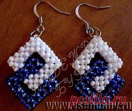 Серьги из квадратного бисерного жгута