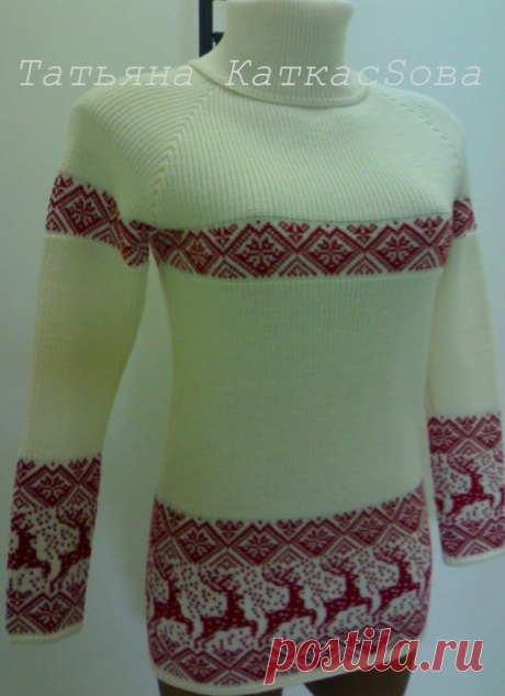 Джемпер с орнаментом *ОЛЕНЬ* (мои работы)