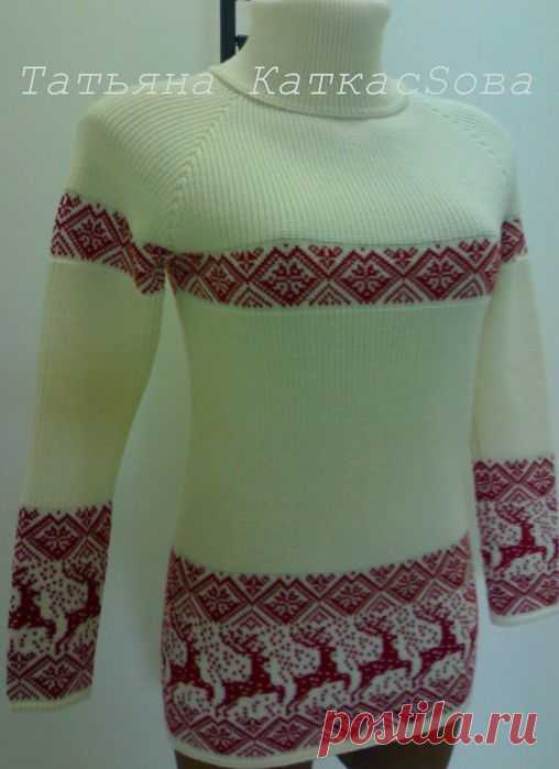 Джемпер с орнаментом *ОЛЕНЬ* (мои работы)
