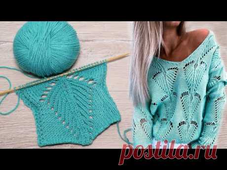 Узор «Листик» спицами | «Leaf» knitting pattern