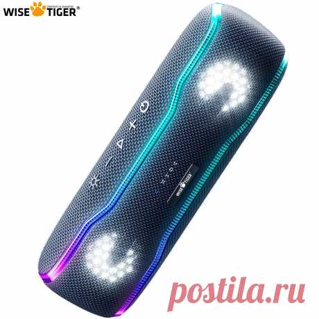 Портативная акустика Bluetooth WISETIGER F10C Водонепроницаемая портативная акустика IPX7 мощностью 25 Вт BT5.3 Звуковой ящик с подсветкой RGB Громкое стерео-окружение для использования на открытом воздухе | AliExpress