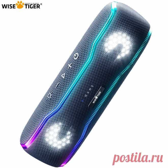 Портативная акустика Bluetooth WISETIGER F10C Водонепроницаемая портативная акустика IPX7 мощностью 25 Вт BT5.3 Звуковой ящик с подсветкой RGB Громкое стерео-окружение для использования на открытом воздухе | AliExpress