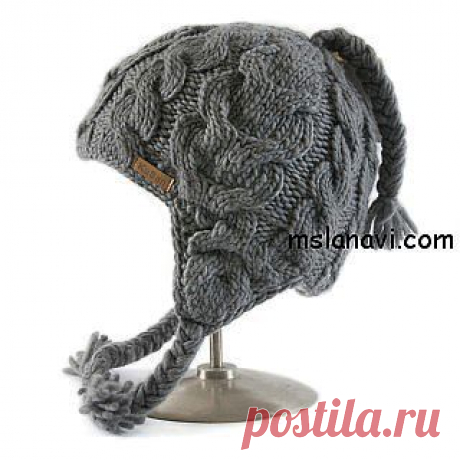 Шапка спицами с ушками | Вяжем с Ланой