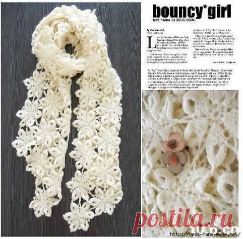 Цветочно-ажурный шарф и сумочка крючком. / Вязание крючком / Женская одежда крючком. Схемы.