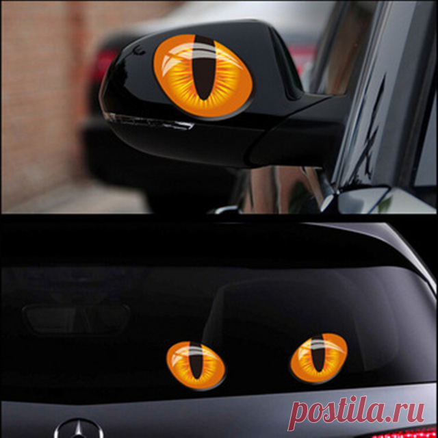 1 пара моделирование cat глаза автомобиль наклейки 3d винил наклейки на автомобили head двигатель крышка зеркало заднего вида украшение купить на AliExpress