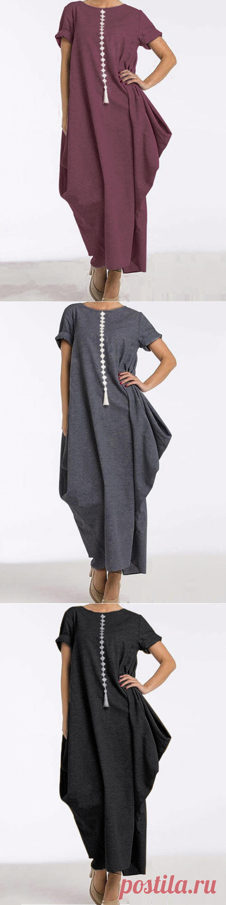 women loose baggy solid vintage shirt dress kaftan