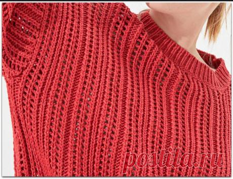 Терракотовый джемпер спицами